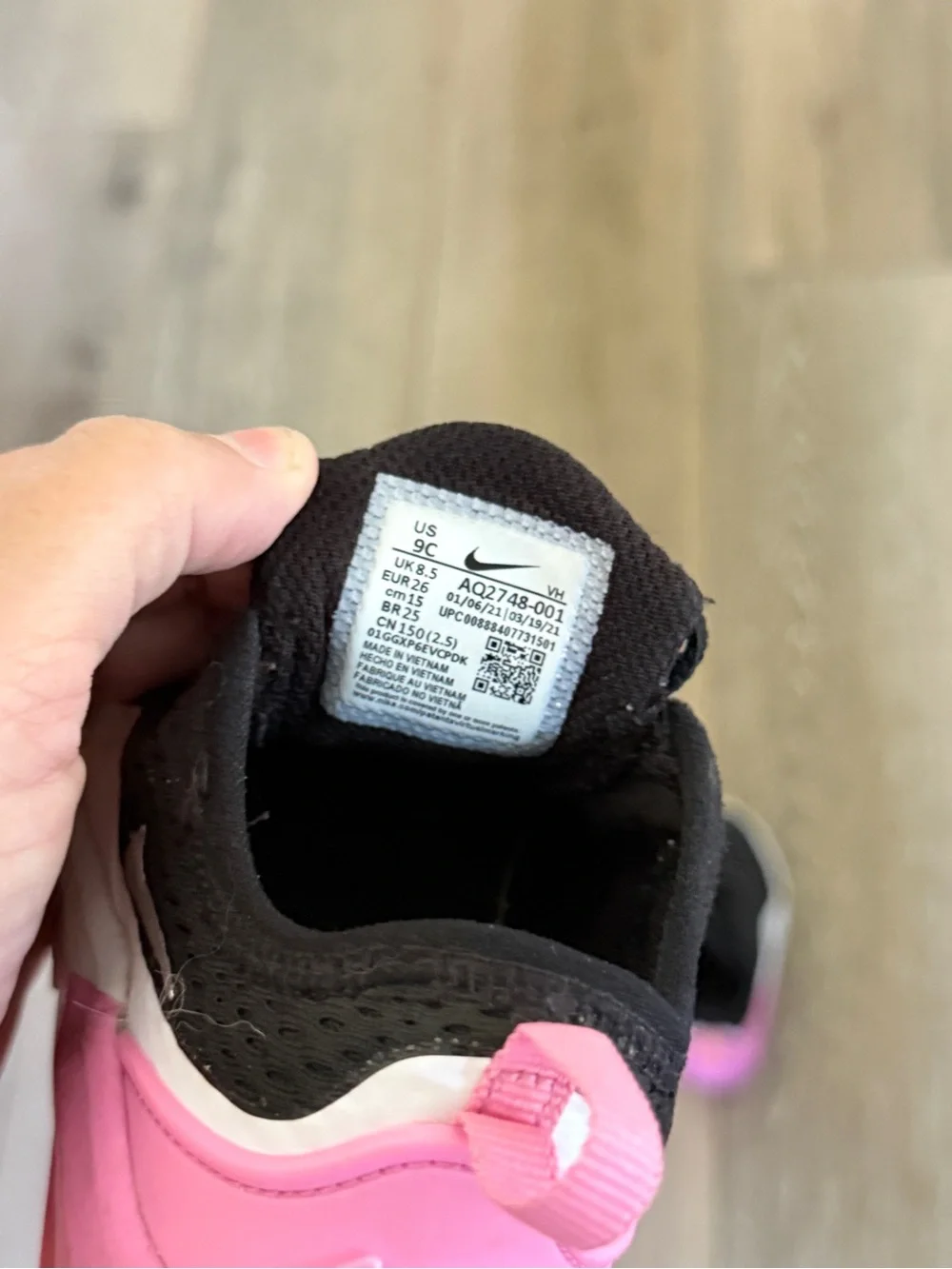 Nike Kids Black, White & Pink Slip-On Sneakers
